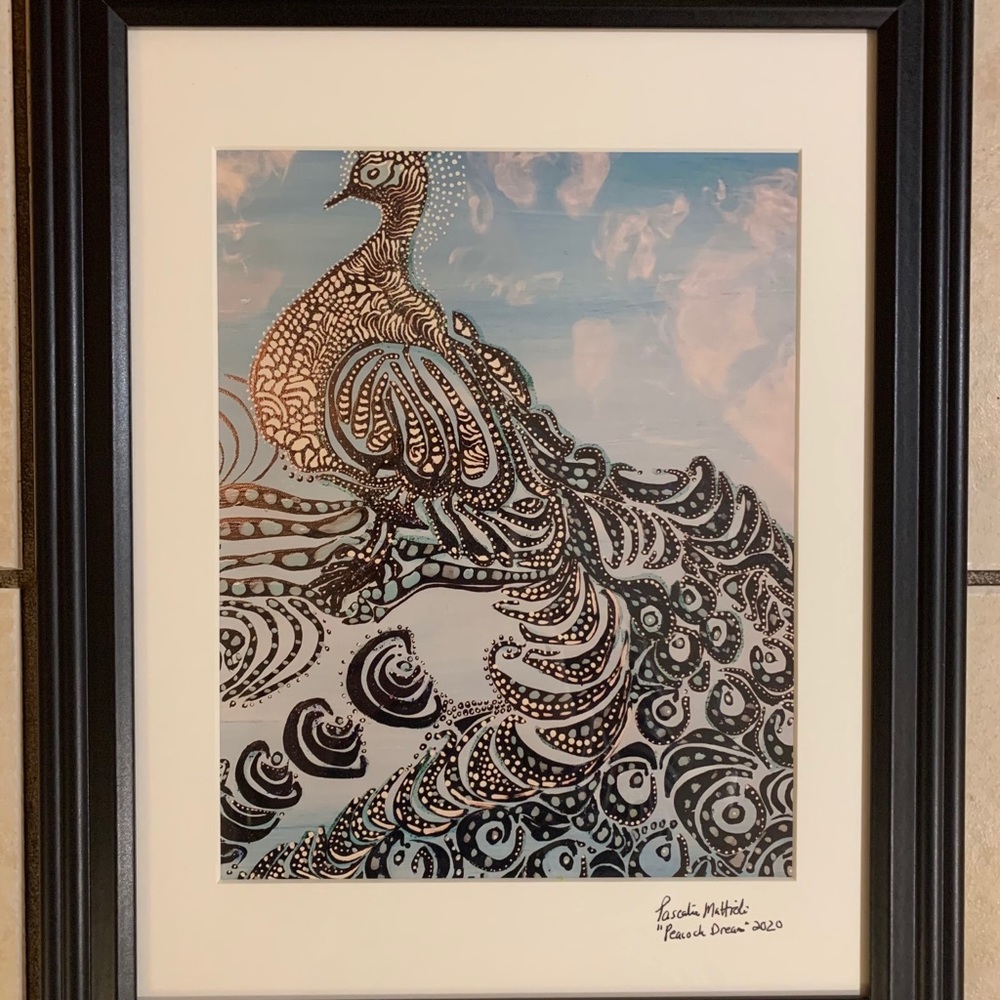 - Peacock Journey-a framed 8 by 10 print of …
